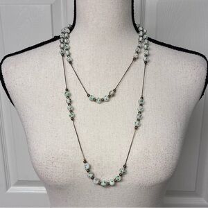 Vintage Glass Lampwork beaded / Gold Tone beads/Chain necklace.
